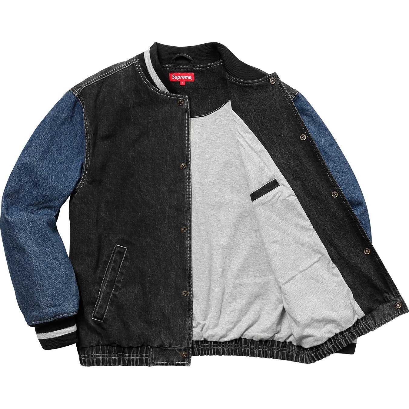 Denim Varsity Jacket view 3